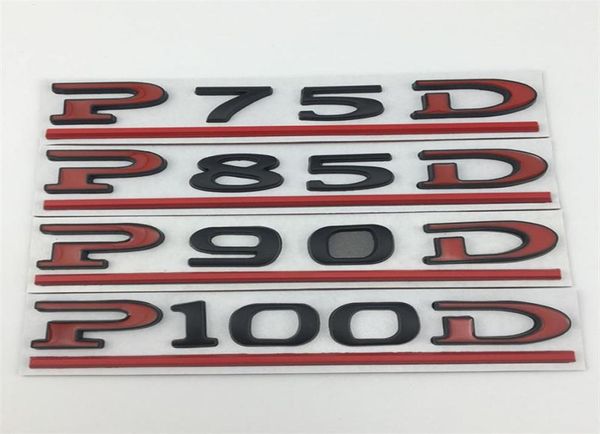 Pour Tesla P75D P85D P90D P100D sous la ligne de logo Modèle 3 Modèle S Modèle S Roadster Metal Car Accessoires Trunk Emblem Sticker Badge9365866