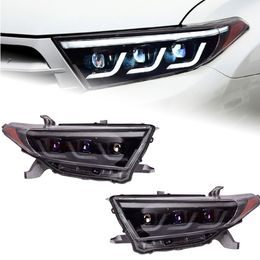 Для Toyota 2012-2014 Highlander светодиодные фары Kluger светодиодные DRL движущийся указатель поворота передний фонарь в сборе