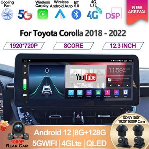 Pour Toyota Corolla 2018 2021 2022 12.3 pouces voiture multimédia lecteur vidéo GPS Navigation Radio Android 12 8 + 128G Carplay DSP Sound-3