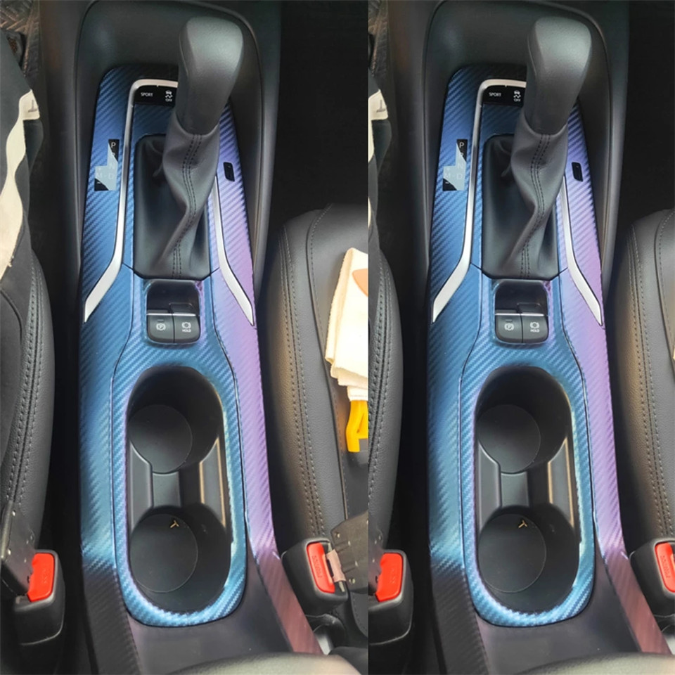 Para Toyota corolla 2019-2021 Panel de Control Central Interior manija de puerta pegatinas de fibra de carbono 5D calcomanías accesorios de estilo de coche