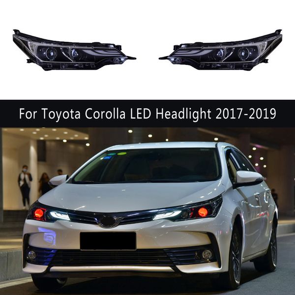 Para Toyota Corolla Altis conjunto de faros LED 17-19 luz de circulación diurna Luz De Carretera Ojo de Ángel lente de proyector Streamer señal de giro