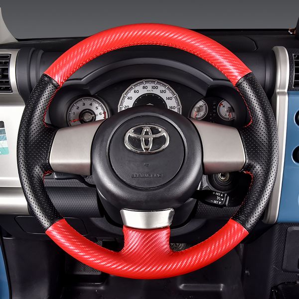 Pour Toyota FJ Cruiser FJ bricolage en Fiber de carbone daim cuir couverture de volant intérieur poignée couverture