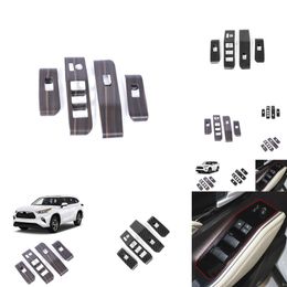 Voor Toyota Highlander Xu70 2021 2022 NIEUW PRODUCT 4PCS ABS ABS Mahonie Glas Upgrade Controlepaneel Decoratieve dekking Accessoires