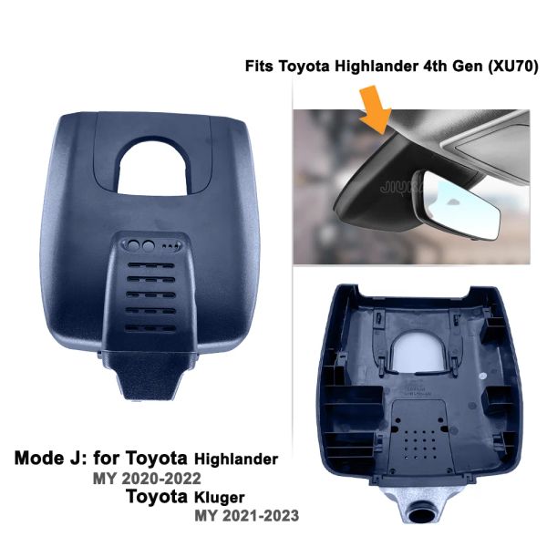Para Toyota Highlander XU70 Kluger Camisina 4K HD Dash para la camarona del automóvil Recordadora Dashcam Wifi DVR Dispositivos de grabación Accesorios