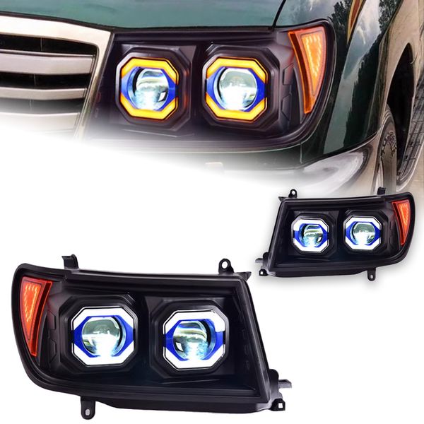 Para faros delanteros de Toyota Land Cruiser 1998-2007 LC100 faros delanteros DRL señal de giro dinámica proyector de Luz De Carretera