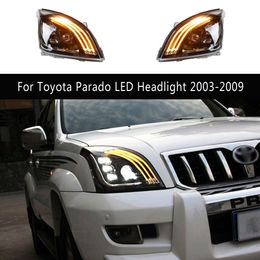 Pour Toyota Prado LC120 phare LED 03-09 accessoires de voiture lampe avant DRL feux de jour Streamer clignotant indicateur pièces automobiles