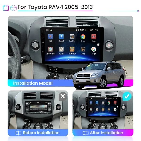 Pour TOYOTA RAV4 2007-2012 Radio vidéo de voiture deux Din Navigation GPS avec écran tactile complet Bluetooth lien miroir dans lecteur MP3 MP5