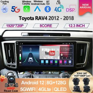 Pour Toyota RAV4 RAV 4 2012 - 2018 12.3 ''Écran QLED Android Auto Radio Carplay 4G Voiture Multimédia GPS Navigation autoradio Wifi-4