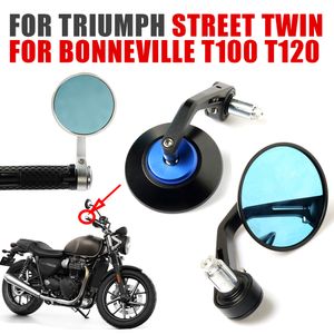 Voor Triumph Bonneville T100 T120 Street Twin Motorcycle Accessories Rearuitvangspiegels Zijspiegel spiegels Blauwe HD Anti-Glare