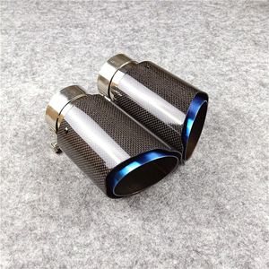 Universal Muffler Glanzende koolstofvezel met blauw verbrande roestvrijstalen uitlaatpijp autotips voor Akrapovic 1 stuk