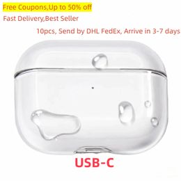 Voor USB-C AirPods Pro 2 Bluetooth-hoofdtelefoon ANC Max Accessoires Stevige siliconen hoes Airpod Draadloze oortelefoon Headset Waterbestendig Schokbestendig hoesje