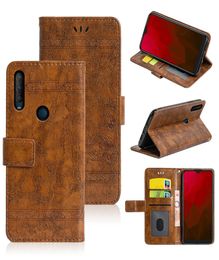 Voor Vodafone Smart V11 Vintage Oil Wax Patternpu Leather Flip Cover Protectiv Phone Case met kaartslot5232738