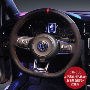 Voor Volkswagen CC Golf 7 Lamando Tiguan Magotan Lavida DIY Custom Leather Suède Hand genaaid Speciale Auto Interieur Stuurwiel Cover