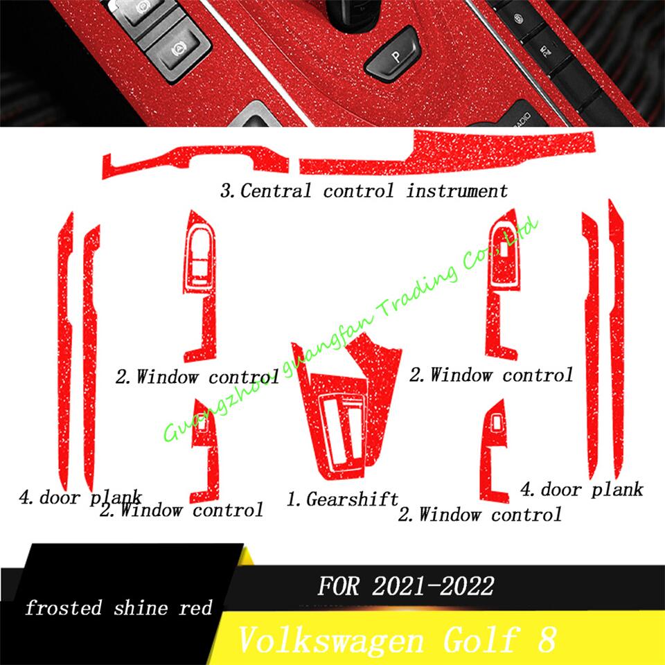 フォルクスワーゲンゴルフ8 2020インテリアセントラルコントロールインストルメントパネルハンドルカーボンファイバーステッカーデカールカースタイリングアクセサリー