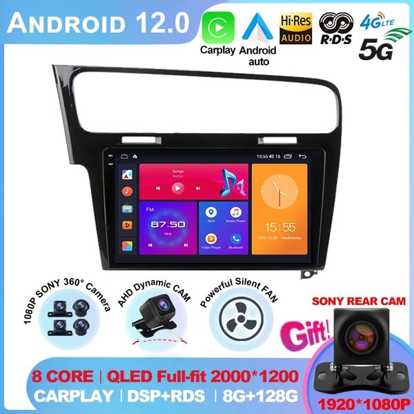 Para Volkswagen VW Golf 7 MK7 GTI 2011-2021 Radio de coche Carplay HD Multimedia Android 12 Auto Qualcomm GPS estéreo 2din reproductor de vídeo