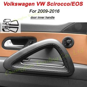 Autocollants en Fiber de carbone pour poignée de porte, panneau de commande Central intérieur, pour Volkswagen VW Scirocco EOS, accessoires de style de voiture 2918
