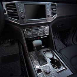 Pour Volkswagen VW Teramont Atlas panneau de commande central intérieur poignée de porte en Fiber de carbone autocollants autocollants style de voiture accessoire231C