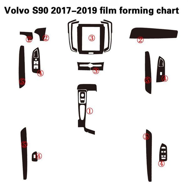 Pour Volvo S90 2017-2019 autocollants de voiture auto-adhésifs 3D 5D en Fiber de carbone vinyle autocollants et décalcomanies de voiture accessoires de style de voiture303j