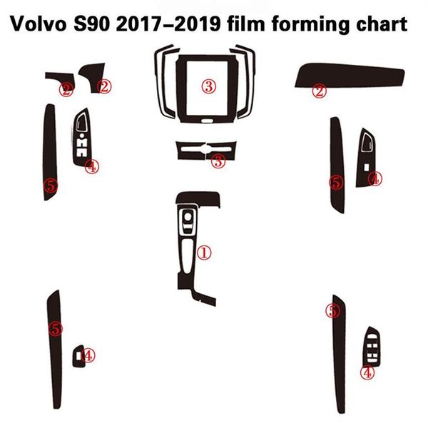 Pegatinas autoadhesivas para coche Volvo S90 2017-2019, pegatinas y calcomanías de vinilo de fibra de carbono 3D 5D, accesorios de estilo de coche 293V