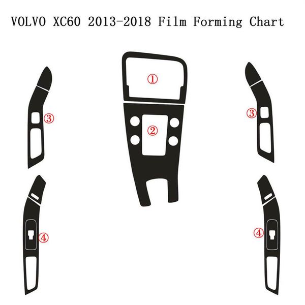 Para Volvo XC60 2009-2018 Panel de Control Central Interior manija de puerta pegatinas de fibra de carbono 5D calcomanías accesorios de estilo de coche 294Z