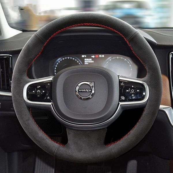 Housse de volant de voiture en cuir suédé, sur mesure, décorative, antidérapante, pour Volvo xc60 s90 s60l xc40 xc90