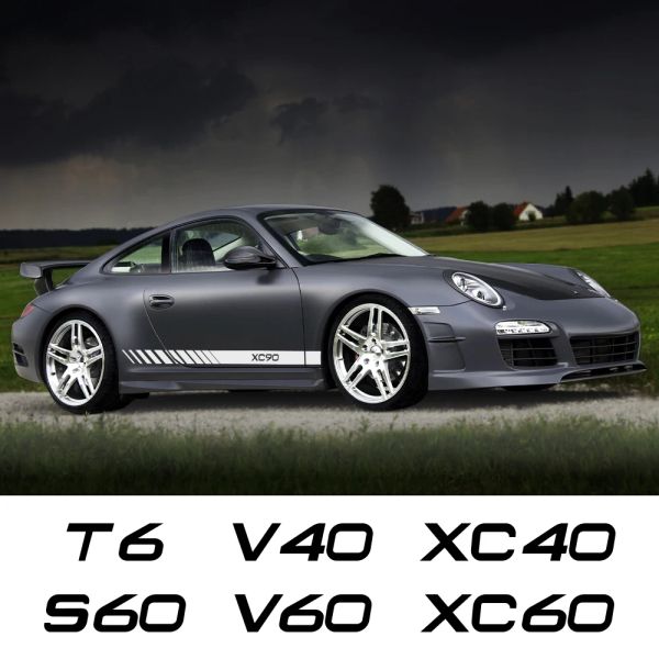 Para Volvo XC90 XC60 C30 T6 S60 C70 XC40 V40 XC70 V70 V60 V50 S80 S40 AWD V90 S90 Pegatinas laterales de la puerta de automóvil