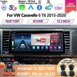 Pour VW Caravelle 6 T6 2015-2020 multimédia Carplay unité principale 12.3 pouces écran Android 12 voiture lecteur vidéo 2Din Radio stéréo GPS