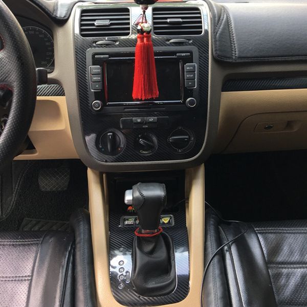 Pour VW Golf 5 GTI MK5 2 portes panneau de commande central intérieur poignée de porte en Fiber de carbone autocollants décalcomanies accessoire de style de voiture