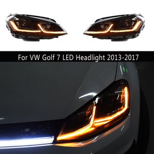 Voor VW Golf 7 MK7 LED Koplamp 13-17 Grootlicht Angel Eye Projector Lens DRL Dagrijverlichting dynamische Streamer Richtingaanwijzer