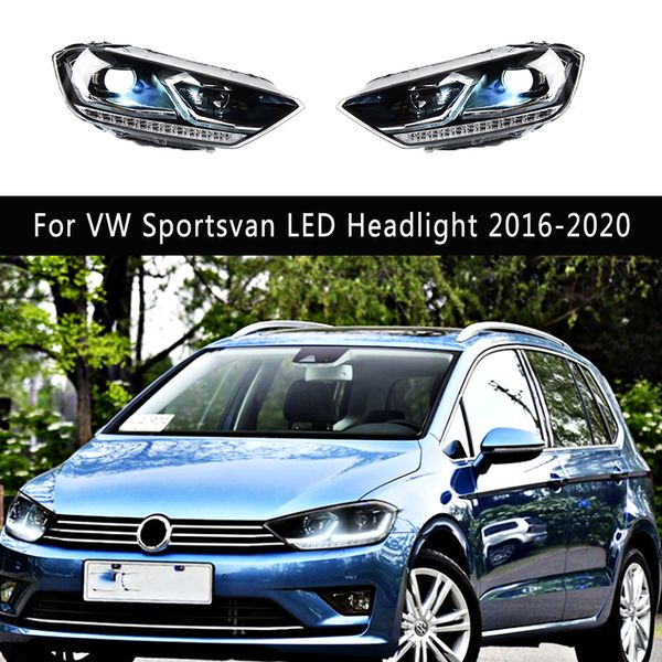 Pour VW Sportsvan phare LED 16-20 accessoires de voiture DRL feux de jour Streamer clignotant feux de route lentille de projecteur oeil d'ange