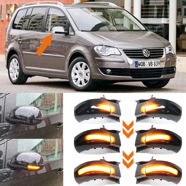 Pour VW Volkswagen Touran 2003 2004 2005 2006 2007 2009 2009 2010 LED Turn Signal Signal Mirror Miroir séquentiel.