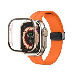 Tamaño de 49 mm para Apple Watch Ultra 2 iWatch Correa marina Reloj inteligente Reloj deportivo Caja de correa de carga inalámbrica Funda protectora para reloj inteligente