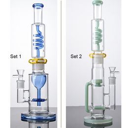 Pour la vente en gros deux styles gros narguilés 18mm joint femelle avec bol en verre bong en ligne perc conduites d'eau 4mm d'épaisseur plate-forme huile dab plates-formes