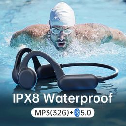 Pour écouteur sans fil natation conduction osseuse Bluetooth IPX8 casque étanche avec 32G RAM mp3 musique Microphone 240314