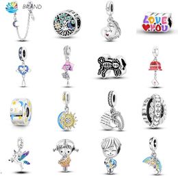 Breloques authentiques en argent 925 pour femmes, pendentif soleil, lune, étoile, rivière