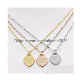 Pour Femmes Bijoux De Mode Cadeau Original Collier Sier Pendentif Coeur Accessoires De Créateur Rose Titane Acier Charme Drop Livraison Dhdrt