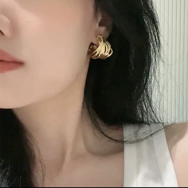 Boucles d'oreilles créoles plaquées or pour femmes, bijoux