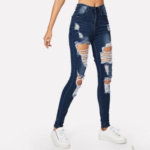 pour les femmes maman Taille Femme Haute Élastique plus la taille Stretch Jeans femme lavé denim skinny crayon pants30H 201106