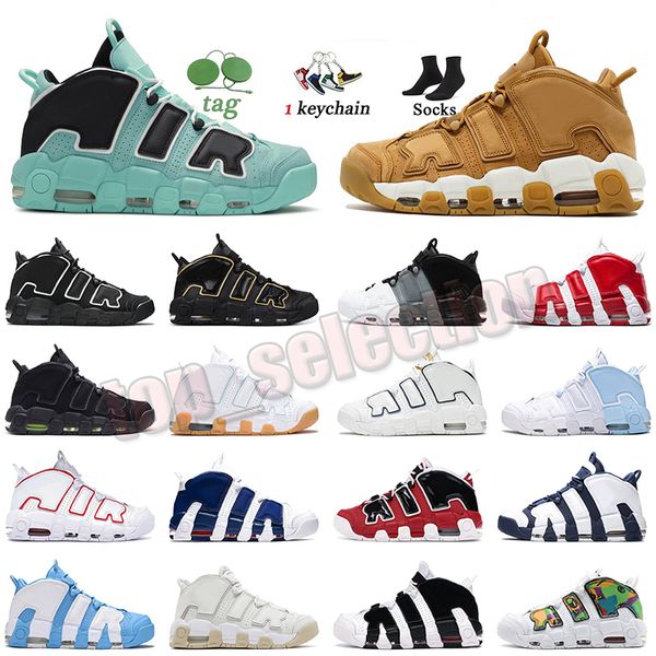 Pour Femmes Hommes Uptempos Designer Basketball Chaussures Mocassins Baskets Scottie Pippens Premium Wheat Bulls Hoops Pack University Blue UNC Platform Sport Trainers