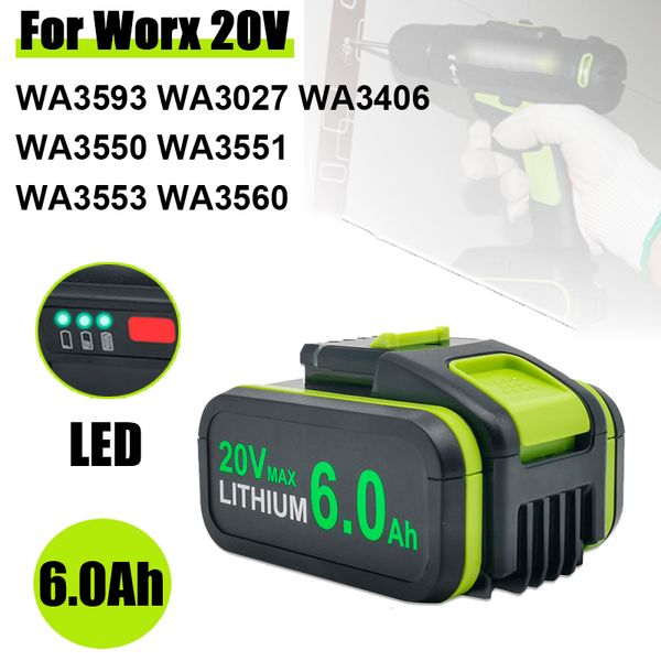 Pour batterie de rechange Worx 20V Li-ion pour Worx WA3551 WA3551.1 WA3553 WA3641 WG629E WG546E WU268 pour outils électriques Worx WX386