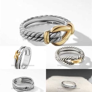 voor X Ringen voor Vrouwen Luxe Klassieke ring designer sieraden Gevlochten Designer Cross Mode-sieraden Koperen Ring Draad Vintage Verloving Verjaardagscadeau 4LEG