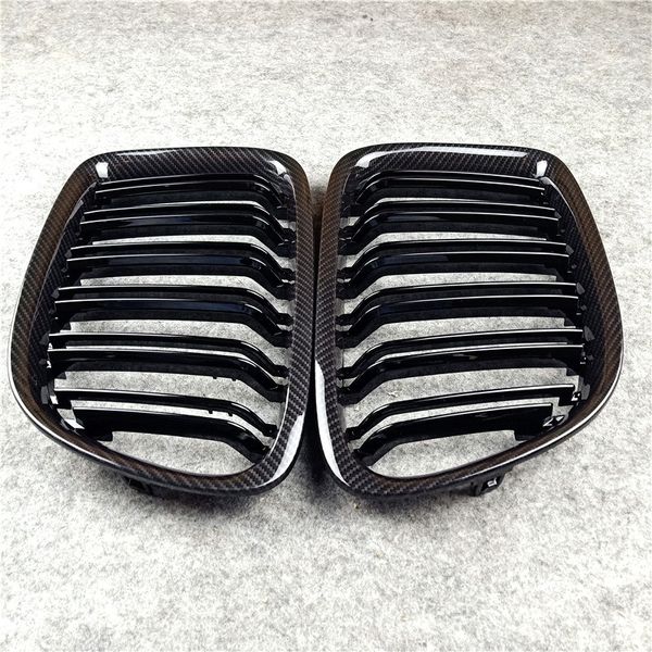 Grilles de rein de capot avant Double ligne, aspect carbone brillant, couleur M pour X1 E84, grille de pare-chocs 2011 – 2015