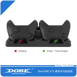 Voor Xbox One / X / Slim Gamepad Charge Base Multi-Function Cooling Fan Charging Base Dual Charger Dock met LED Light Game Onderdelen