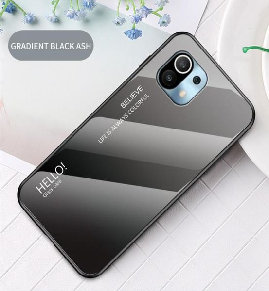 Pour Xiaomi 11 boîtier en verre trempé coloré TPU TPU Glossy Gel Peau Xiaomi Mi 11 10t Pro 10t Lite Hard Phone Cover7266919