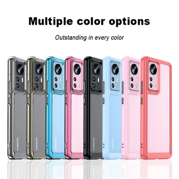 Coque de téléphone Xiaomi Mi 12 Pro 12X, en acrylique transparent, antichoc, couleur bonbon, TPU, coque de protection arrière robuste