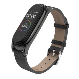 Voor Xiaomi Mi Band 7 Strap Miband 8 7 6 5 4 3 Metal Leather Bracelet Mi Band 6 Strap Smart Watch Pulseira Correa NFC -polsbandje