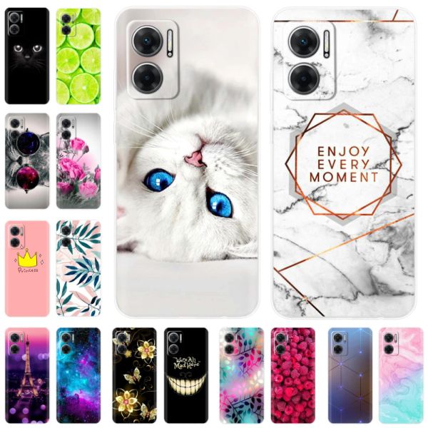 Pour Xiaomi Redmi 10 5G Case 6.58 '' Soft Clear Painting Marbles TPU Silicone Bumper Funda Coque pour Xiaomi Redmi10 5G Couverture téléphonique