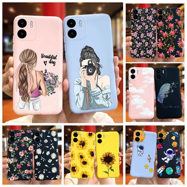 Para Xiaomi Redmi A1 Case Redmi A1 Plus Beautiful Girl Flower Telephip For Redmia1 A 1 A1+ Color Silcone suave Silcone