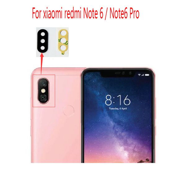 para Xiaomi Redmi Note6 Note 6 Pro Lente de cristal de la cámara Parte posterior Lente de cristal de la cámara con reemplazo de pegamento Repuestos de reparación