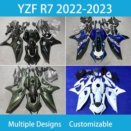 Kit de carenado de alta calidad para Yamaha YZFR7 2022-2023 Año 100% Ajuste Inyección Molde Cubra de motos negros Conjunto de cardados completos YZF R7 22 23 años ABS Plastic Bodywork